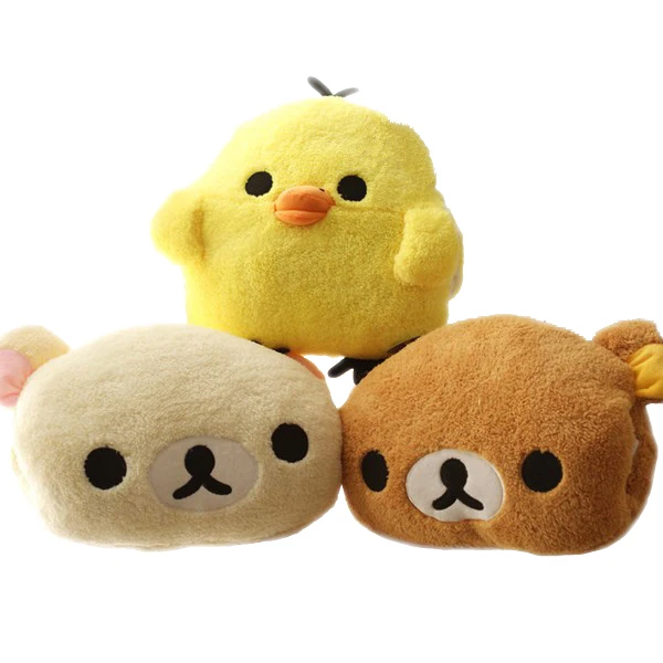 Милый Rilakkuma коричневый медведь маленькая желтая плюшевая игрушка «цыпленок» мягкая теплая подушка с отверстиями для рук изысканный подарок