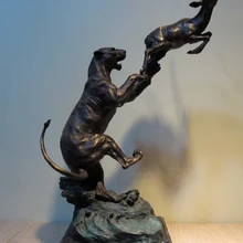 Bi002761 Western Art Бронза Медь Фигурка Тигра Охотиться На Оленей базы Мрамора Статуя Скульптура