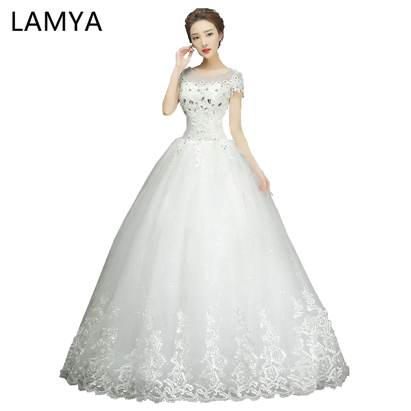 

Crystal Tulle Bridal Dress Gowns Lace Princess Elegant Dress Wed Mariage Wed Dresses Applique Blanco Robe 2018 wedding gowns