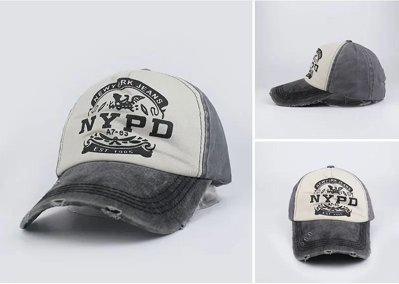 Модная бейсболка для отдыха с эффектом потертости, ретро бейсболка NYPD, алфавит для мужчин и женщин, водительская Спортивная шляпа, шляпа шлем для папы