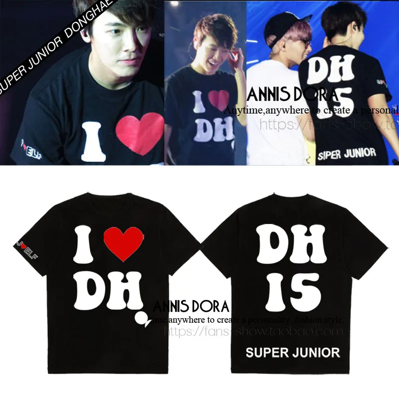 Супер Junior SJ e.l F. Футболка с короткими рукавами I Love DongHae | Мужская одежда