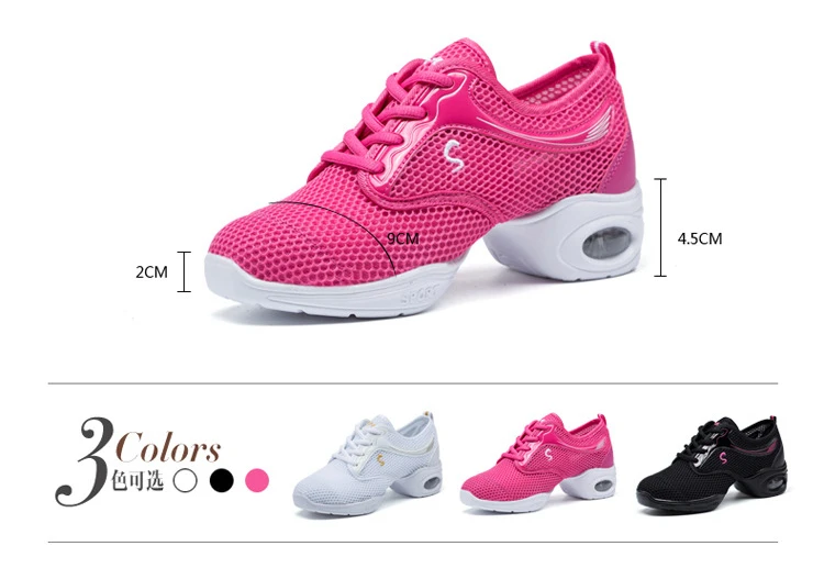 Обувь для танцев для девочек спортивные мягкая подошва дышащие женские ботинки практики Современный Джаз Обувь для танцев Кроссовки для