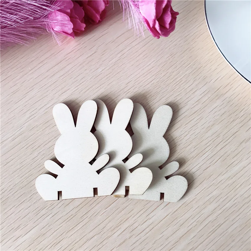 10 шт. деревянный Пасхальный кролик милый 3D DIY креативный домашний декор украшения