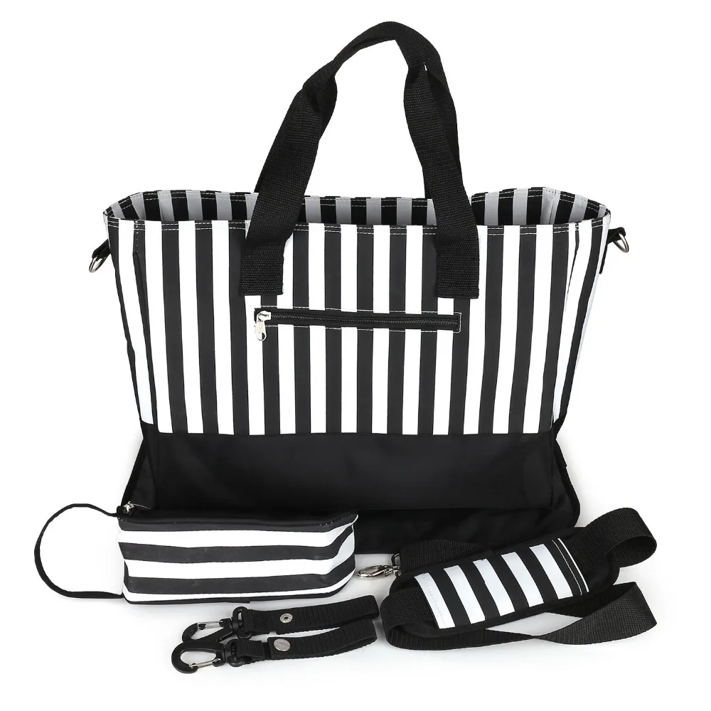 6pc/set Striped Multifunctional Nappy Changing Bags Large Capacity