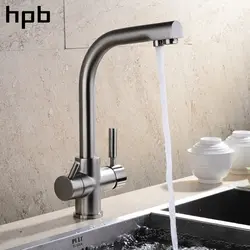 Блаватская твердая латунь 2 отверстия чистой питьевой воды Кухня кран 3 способ Поворотный однорычажный смеситель фильтр Водопроводной