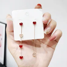 Японский и корейский темперамент кисточкой любовь Асимметричный темперамент дамы серьги Тонкий серьги