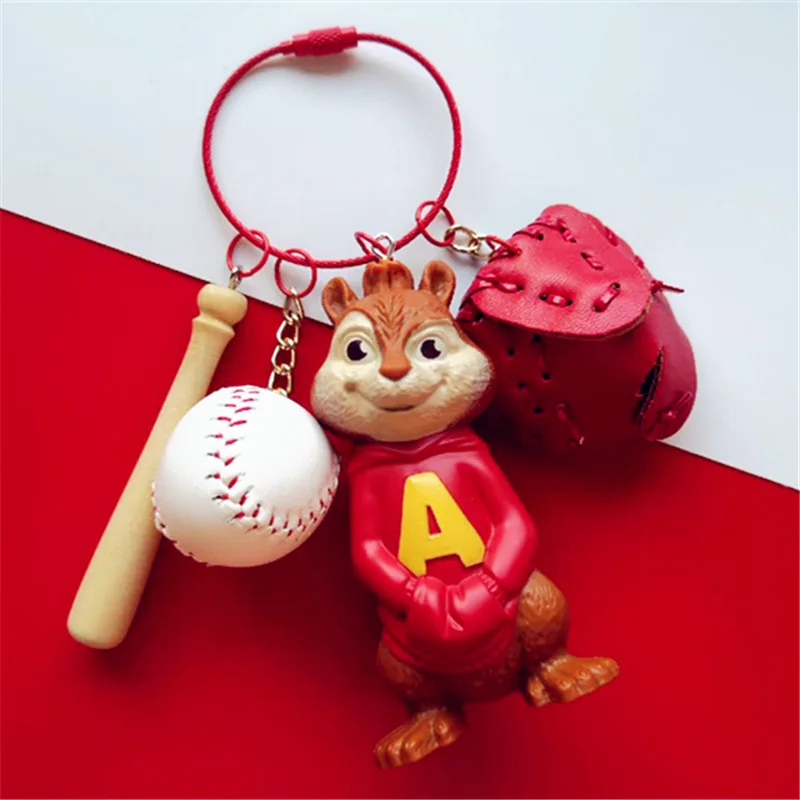 

Cute Cartoon The Chipmunks Keychain for Women Bags Wallet Charms Accessories squirrel key chain diy Figure Doll Keyrings