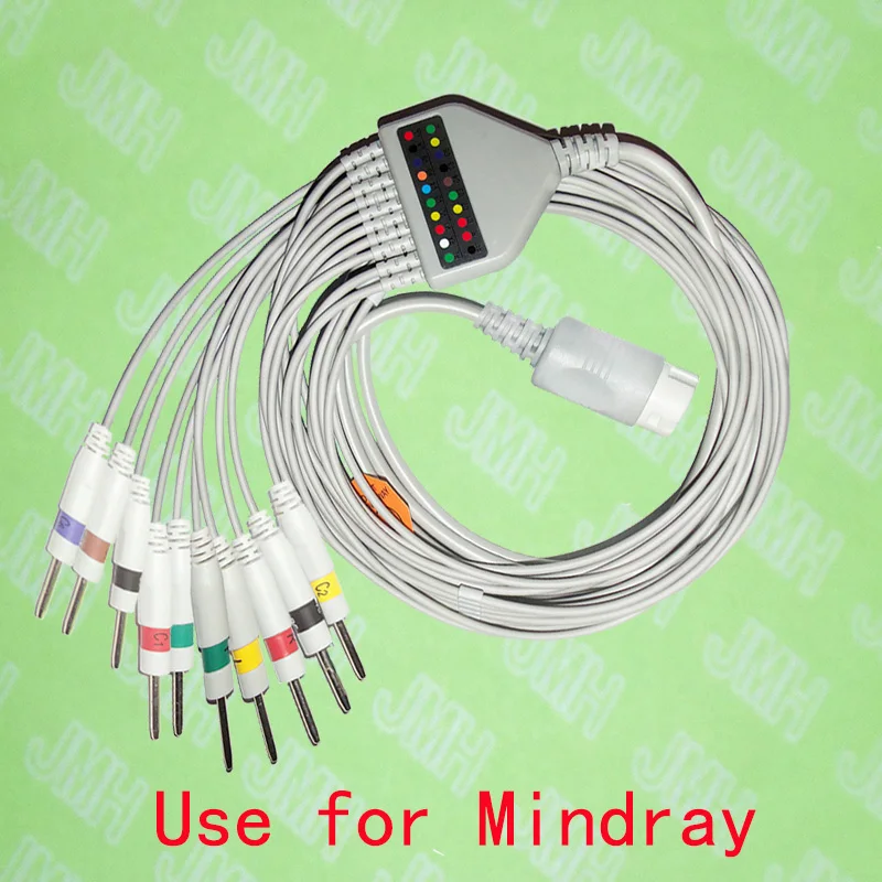 Compatible with 12pin mindray ekg 10 lead the one piece ecg cable and 3 0 din leadwires iec or 