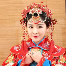 Wen Ming Traditional Chinese Wedding Bride Hair Tiaras for Xiuhefu Hair Accessory Set for Costume
