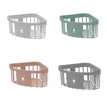 

Bathroom Kitchen Adhesive Wall Mount Soap Shampoo Lotion Storage Case Mesh Design Rack Holder