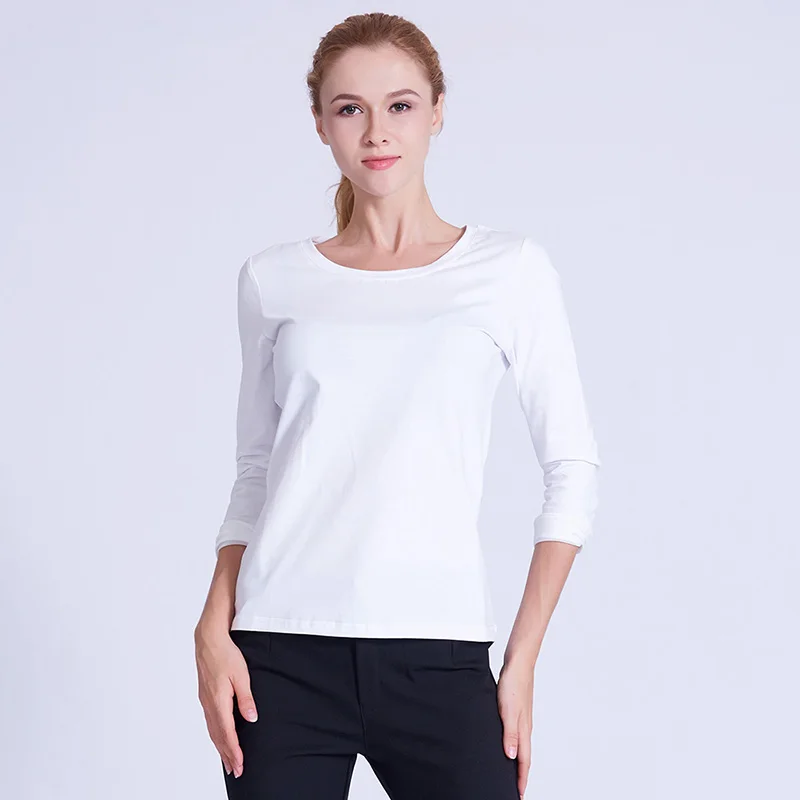 plus size long sleeve white t shirt