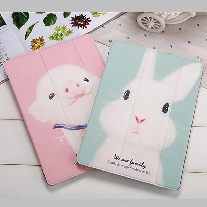 

Cute Rabbit Pig Cartoon Tablet Cover For 2017 New iPad 9.7 2018 Air 2 Stand Shell Anti drop For iPad 2 3 4 5 Mini 1 2 3 4 5 Case