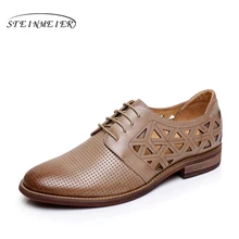 Genuine leather flat shoes women size 8 handmade beige brown 2017 vintage round Toe British oxford shoes for women цена Genuine leather flat shoes women size 8 handmade beige brown 2017 vintage round Toe British oxford shoes for women цены онлайн