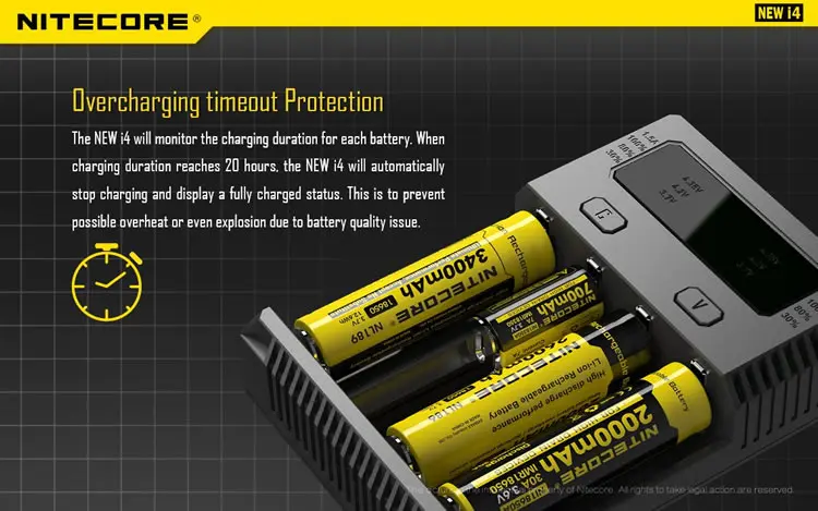 Nitecore I4 батарея автоматический выбор тока IntelliCharger IMR Ni-MH/Ni-CD Li-ion18650 16340 10440 AA AAA 14500 26650 18490