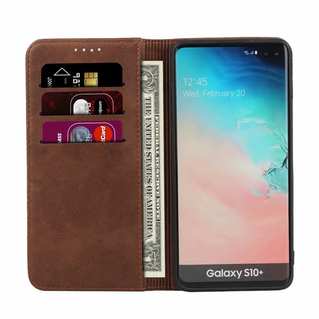Кожаный чехол для samsung Galaxy S10/S10E/S10 плюс 5G раскладной чехол с держателем карты кобура магнитное притяжение чехол