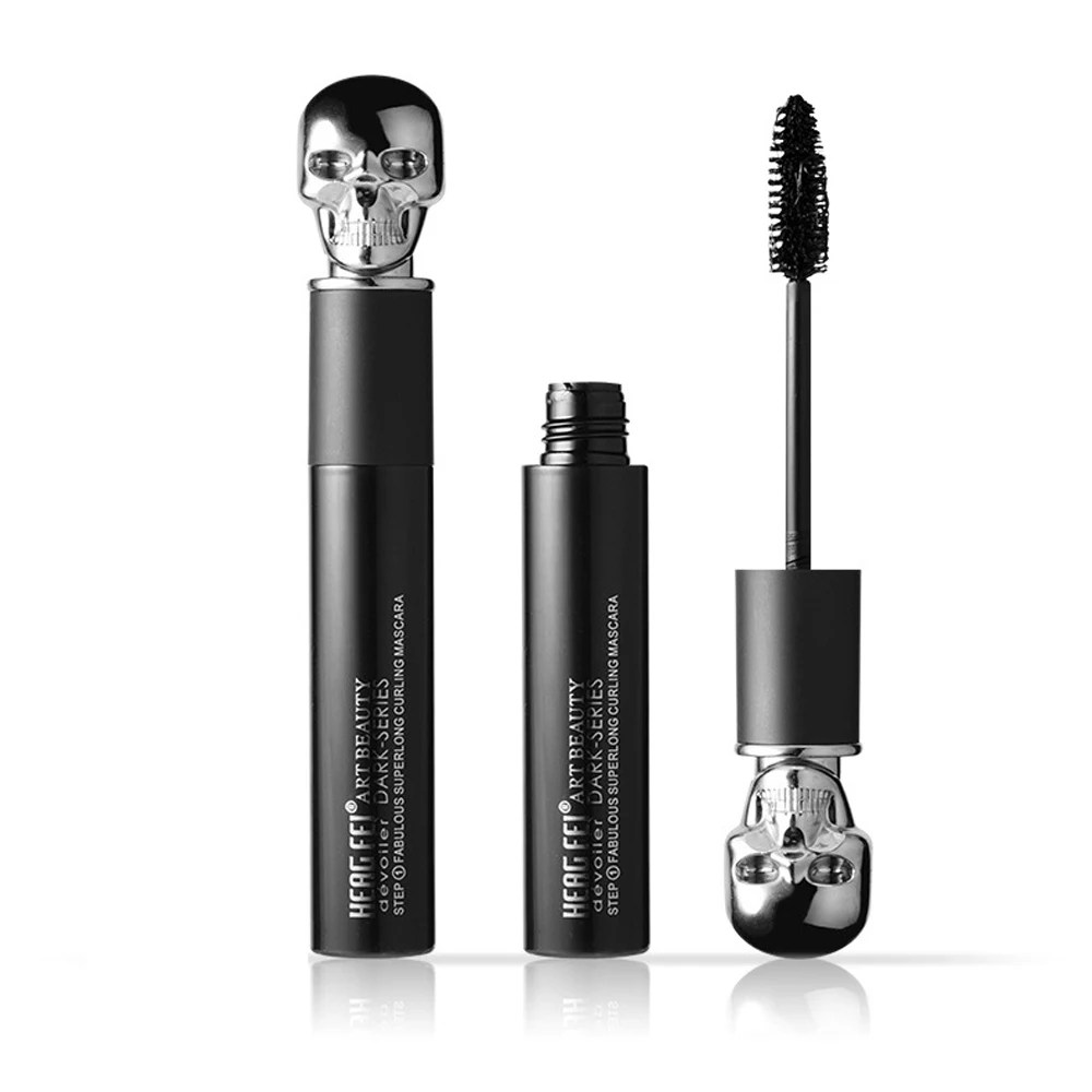 

Makeup 3D Fiber Lashes Mascara Eyelashes 1pc Skull Handle INTENSE BLACK Thick Curling Mascara Waterproof Eye Lashes Tools