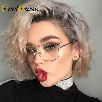 

OculOsoak Eyewears Vintage Square Men's Eyeglasses Frames Luxury Designer Gold Color Clear Glasses Male Spectacle Frames