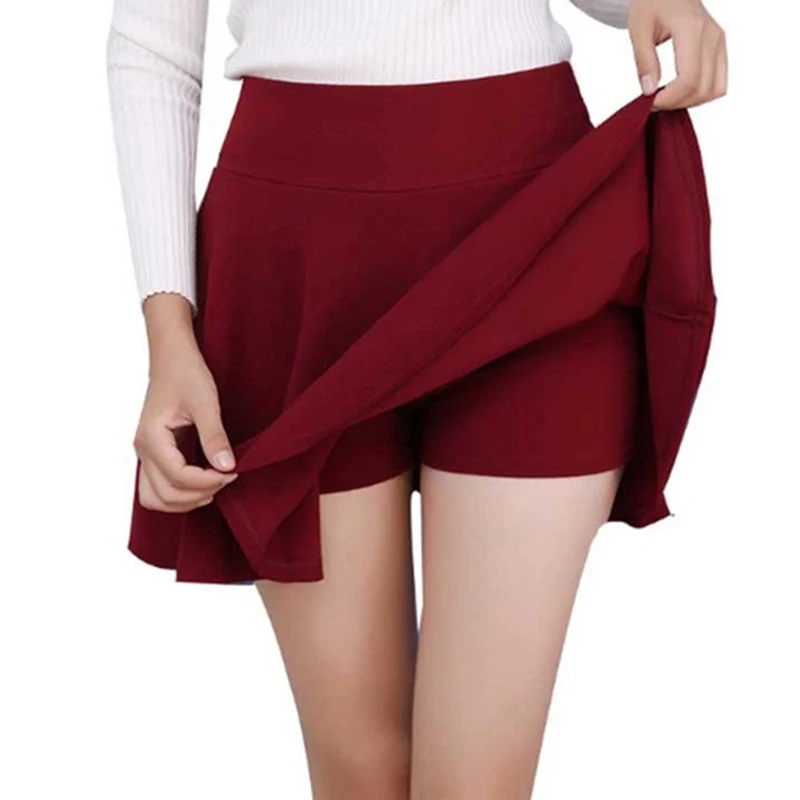Летняя мода юбка шорты поддельные двухсекционные брюки с разрезом Высокая талия молния сплошной цвет юбка женские шорты Harajuku - Цвет: wish0012BY