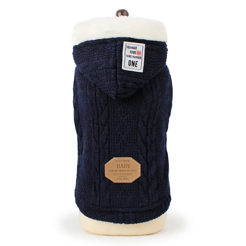 New Pet Dog Clothes Winter Warm Dog Sweater Coat Thicken Pet Clothing For Chihuahua Dogs Costume Hoodies Clothes Jacket chien - Цвет: dark blue