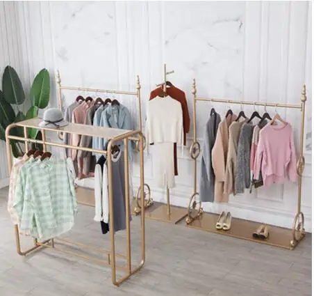 

Iron clothing store display rack women's clothing store shelves floor-mounted hanging clothes rack combination display special g