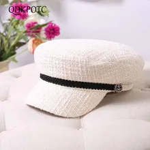 QDKPOTC высококачественные береты Ретро теплая шапка женская из чистого хлопка плоская кепка Женская Классическая мода досуг кепка газетчика
