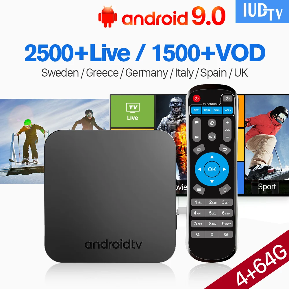 

IUDTV IPTV Sweden Spain Italy Germany UK Greek KM9 Android 9.0 BT USB3.0 Dual-Band WIFI IPTV 1 Year IUDTV Subscription Code Box