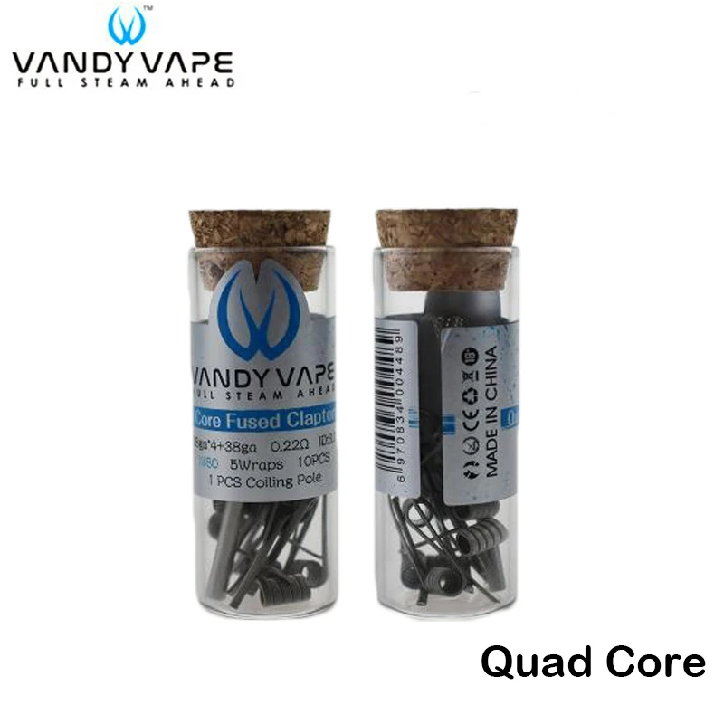 

10pcs/lot Original Vandy Vape Quad Core Fused Clapton Coil 0.22ohm 28gax4+38ga Ni80 For E Cig Tank RTA RBA RDA DIY