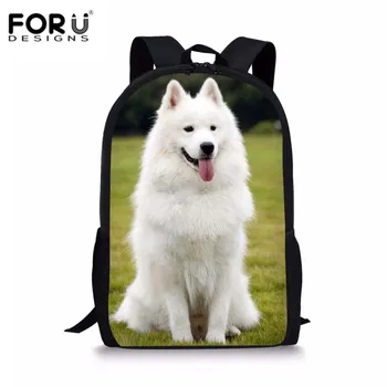 

FORUDESIGNS Teen Girls School Bags Set Kawaii Samoyed Printed Children Student Girl Book Bag with Pencil Case Preschool Backpack