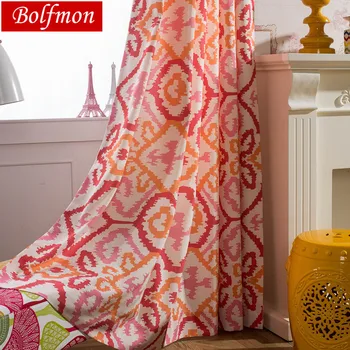 

Cotton Polyester Eco Half Shading Japan Style Red Curtain for Living Room Fashion Creative Window Treatment Drapes for Kitchen