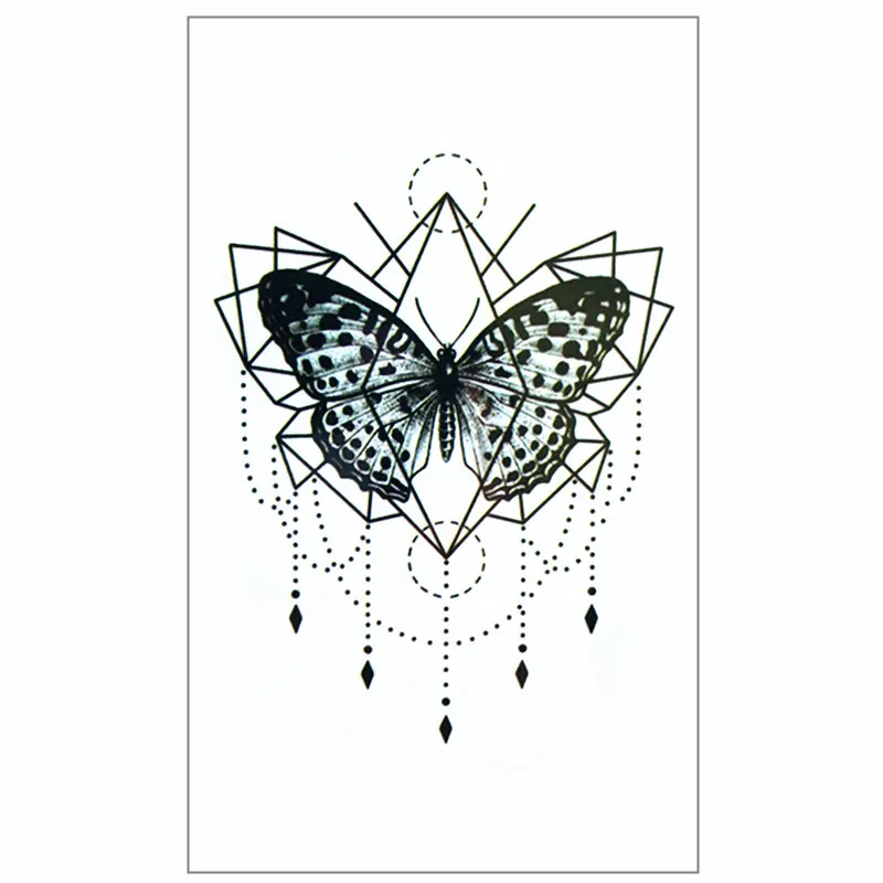 

Krasivyy temporary tattoos stickers flash tattoos cool black flowers and butterfly paste makeup girls body water transfer paper