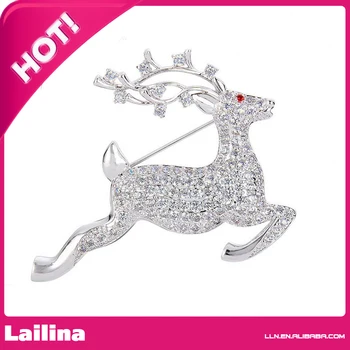 

Silver-Tone Crystal Jumping Reindeer Brooch Pin Clear