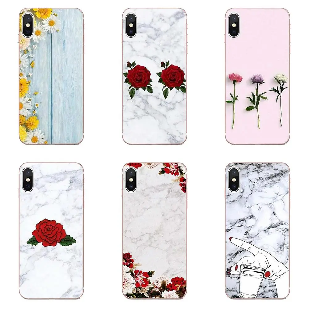 Coque Shell Transparent Phone Case Flowers On Marble For Xiaomi Mi3 Mi4 Mi4C Mi4i Mi5 Mi 5S 5X 6 6X A1 Max Mix 2 Note 3 4 | Мобильные