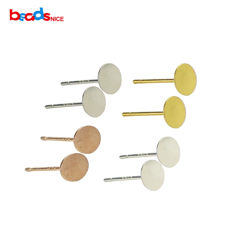 

Beadsnice ID 26690 wholesale alibaba flat back Earring findings as 925 sterling silver Stud post earring base 10 pair per lot
