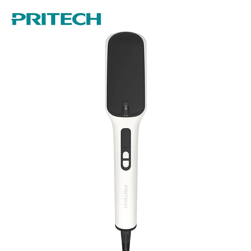 PRITECH быстрый нагрев Ионная Щетка-выпрямитель для волос Беспроводная электрическая расческа для выпрямления волос ЖК-дисплей плоский инструмент для укладки волос - Цвет: White