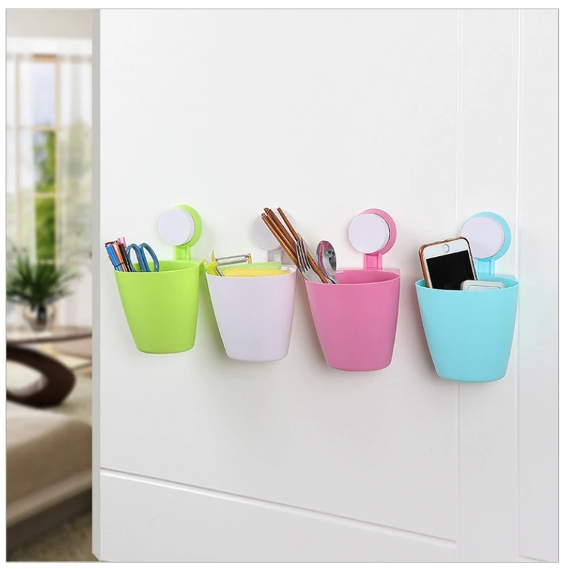 Multi functional Bathroom Storage Box Powerful Suction Wall mounted