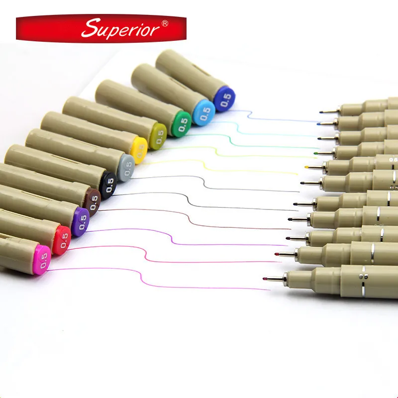 12Colors 0.5 mm Sketch Micron Pen Superior Needle Drawing Pen Fine Liner Pigma Drawing Manga Anime Marker micro pens manga markers manga marker pen sketching markers art markers art marker pens pen marker markers pen marker pens marker pen color marker pens permanent marker pen permanent markers permanent marker paint marker pen paint marker pens colored pens