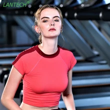 LANTECH женские утягивающие гетры рубашка для йоги рубашка с короткими рукавами рубашка для пробежек укороченная тренировочная одежда спортивные топы