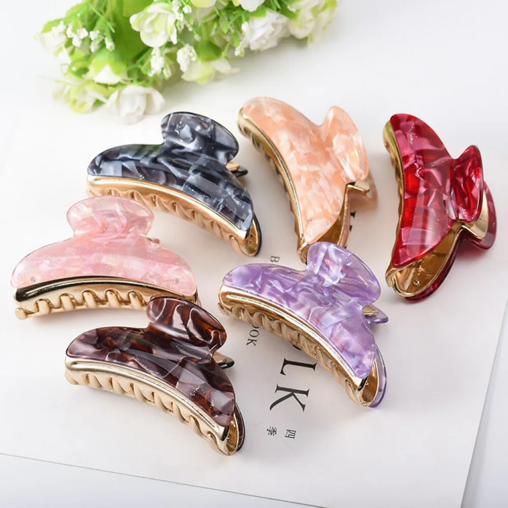 

CN Hair Accessories 9CM New Style Floral Acrylic Hair Clips for Women Hairpins Crab Hair Claws Jaw Clamp Girls Banana Make UP