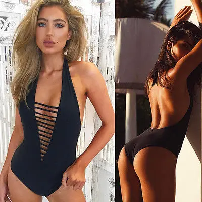 

Sexy Women Summer Push Up Bandage Swimwear Bathing Swimwear Beachwear One-Piece Suits Swimwear Solid Color Hollow Out Beachwear