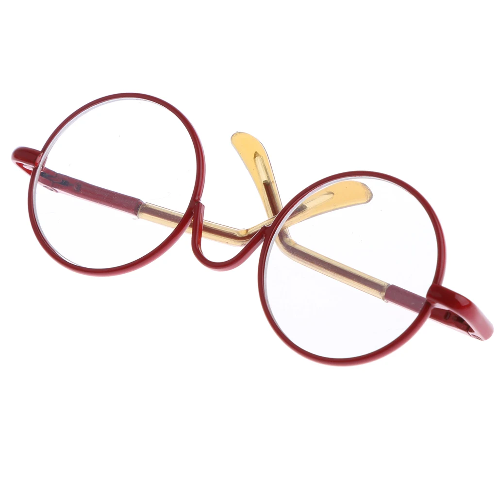 12'' Dolls 1/6 Pair Round Frame Clear Lens Glasses Eye wear For Blythe Doll Round Frame Eye Glasses Accessories Fashion