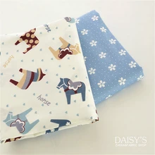 160*50 см твиловая, хлопковая ткань лошадь синий цветы цветочный DIY листов, Стёганое одеяло, наволочки украшения дома 180 г/м