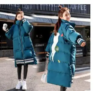 Повседневное пальто свободного размера плюс с хлопковой подкладкой, Женская парка, Корейская Верхняя одежда со стоячим воротником, зимняя куртка, женская одежда C10 - Цвет: Зеленый