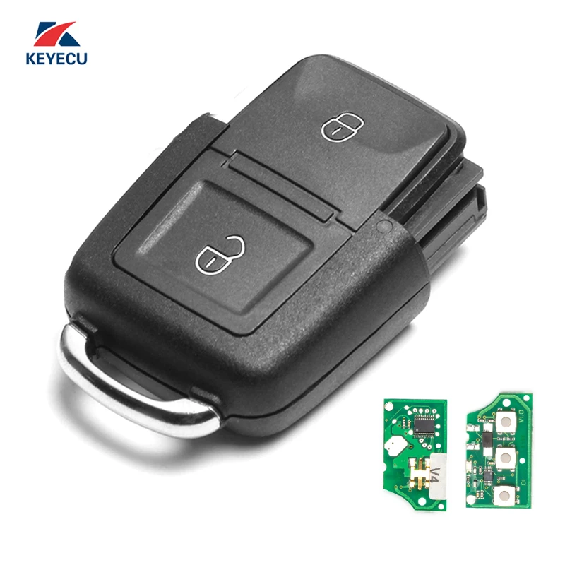 KEYECU Replacement Remote Car Key Starter Fob 2 Button 433MHz for VW Volkswagen Seat Skodain