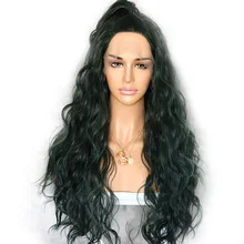 Lvcheryl темно-зеленые синтетические парики для волос натуральные длинные пучки волос влажная волна вечерние парики термостойкие волосы синтетические парики на шнурках