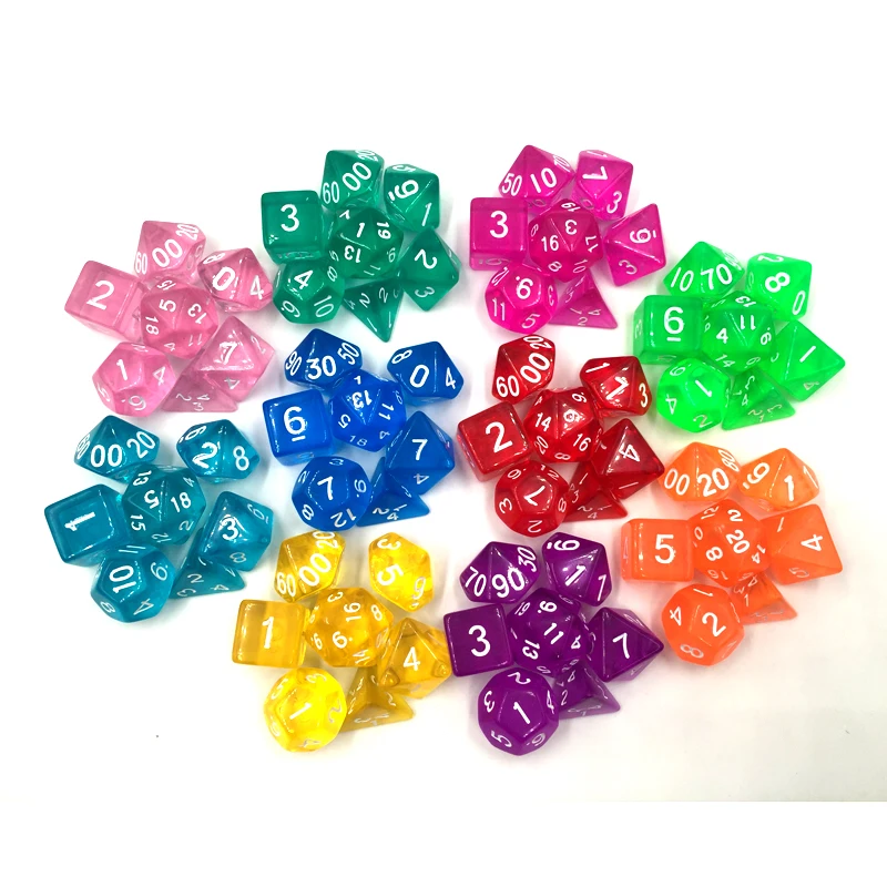 

Rollooo Dice 7-Dice Set High Quality Translucent Polyhedral Role Playing Dice D4 D6 D8 D10 D% D12 D20 Rpg Dice