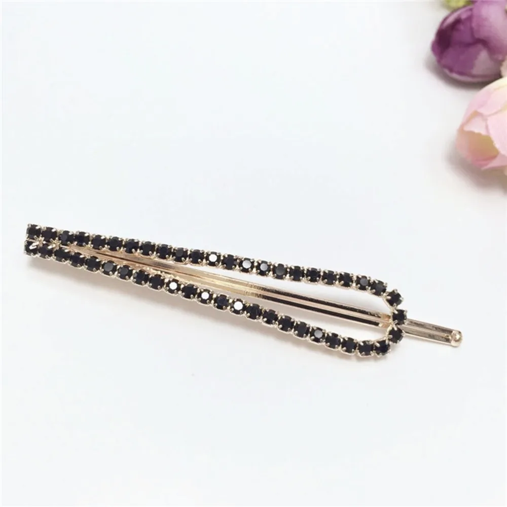 1Pc Black White Women Crystal Rehinstone Fashion Hairpins Alloy Barrette Hair Clips