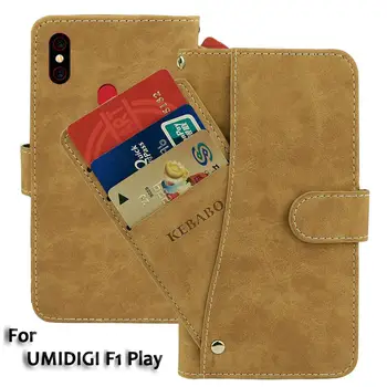 

Vintage Leather Wallet UMIDIGI F1 Play Case 6.3" Flip Luxury 3 Front Card Slots Cover Magnet Stand Phone Protective Bags
