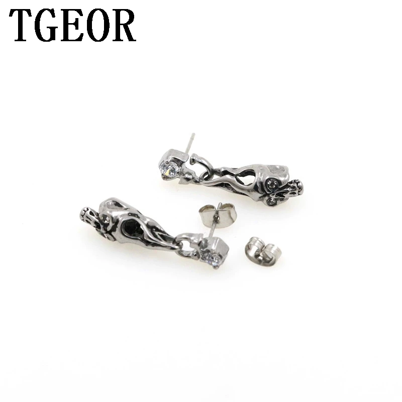 

Hot free wholesale shipping new arrive Charm ear stud 10 pairs skull gem Cubic Cz Zirconia stainless steel ear pin