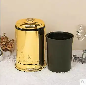 European Style Gold Plated with Floral Foot Pedal Waste Bins Trash Bingarbage Bin Home Application Home Decoration