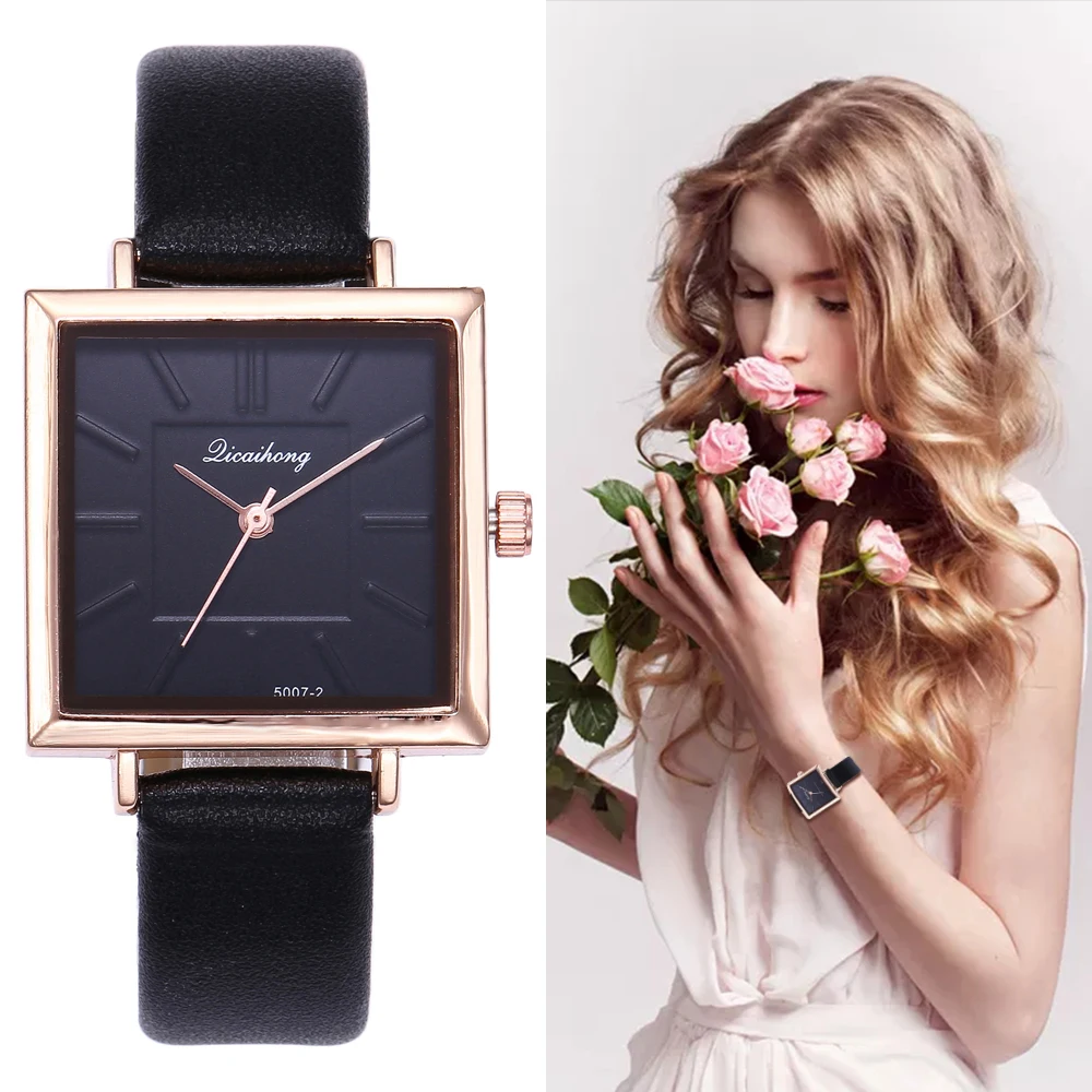 

2018 Top Brand Square Women Bracelet Watch Contracted Leather Crystal WristWatches Women Dress Ladies Quartz Clock Dropshiping